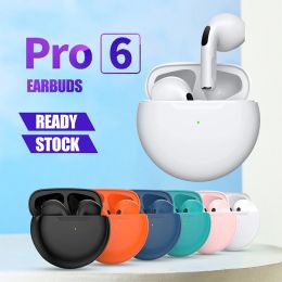 Air Pro 6 TWS Wireless Headphones with Mic Fone Bluetooth Earphones Sport Earbuds Pro6 J6 Headset for Apple iPhone Xiaomi Huawei - White Headphones
