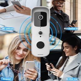 Smart Home Video Doorbell WiFi Outdoor Wireless Door bell Waterproof Battery Intercom Google Alexa Door Phone Camera - option 2 - US plug