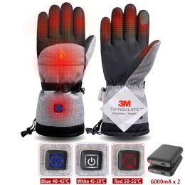 Winter Gloves 3M Cotton Heating Hand Warmer Electric Thermal Gloves Waterproof Snowboard Cycling Motorcycle Bicycle Ski Outdoor - Heating 6000mA