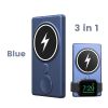 3 in 1 Fast Charging Magnet Power Bank Wireless Charger External Battery Mobile Phone Charging For Iphone|IWatch - Blue