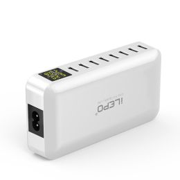 8 Port USB Charger 8A 40W Desktop Charging Station Hub with Quick Charge 3.0 USB Port & LCD Display Compatible to Different Devices  - EU Plug