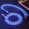 1.2m/3.9ft 3In1 LED Flowing Light Charging USB Cable For IPhone Android Type-C - White - 1.2m (3.94ft)