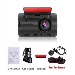 HD Car Video Recorder 2 Lens Hidden Car Driving Dash Cam 3.0inch IPS Camera Recorder Night Vision G-sensor Loop Recording Dvr - front and rear - None