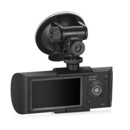 R300 1080P HD Car DVR Camera Dual Lens GPS Camera Dash Cam Rear View Video Recorder DashCam Car DVRs built in 32GB - black