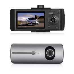R300 1080P HD Car DVR Camera Dual Lens GPS Camera Dash Cam Rear View Video Recorder DashCam Car DVRs built in 32GB - grey