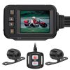 MT30 New Motorcycle Dash Cam 1080P Full HD Front Rear View Camera Waterproof Motorcycle Dual-Lens Driving GPS Recorder Box built in 32GB - black