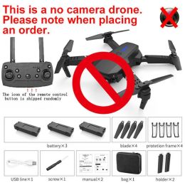 E88 RC Drone WIFI FPV With HD Dual Camera RC Foldable Mini Quadcopter Helicopter Height Hold Dron Gift Toys With 3 Battery - NO Camera-Black