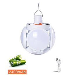 Solar Outdoor Lights Folding LED Soccer Light Bulb Portable Emergency Solar Lamp USB Charge Search Light For Camping Hiking Home - Dual battery - CN
