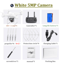H12 RC Drone FPV Quadcopter UAV with ESC Camera 4K Profesional Wide-Angle Aerial Photography Long Life Remote Control Helicopter - 5 MP Camera White