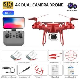 RC Drone Double 4K Wifi FPV HD Camera KY101 Drone Altitude Hold Gesture Mode Long Flying time RC Quadcopter Drone Toys For Boy - Red 4K MAX 2B