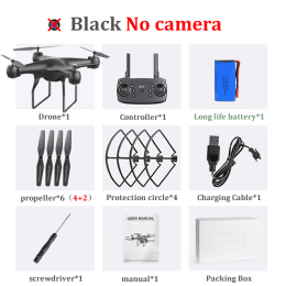 H12 RC Drone FPV Quadcopter UAV with ESC Camera 4K Profesional Wide-Angle Aerial Photography Long Life Remote Control Helicopter - No camera Black