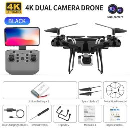 RC Drone Double 4K Wifi FPV HD Camera KY101 Drone Altitude Hold Gesture Mode Long Flying time RC Quadcopter Drone Toys For Boy - Black 4K MAX 1B