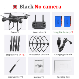 H12 RC Drone FPV Quadcopter UAV with ESC Camera 4K Profesional Wide-Angle Aerial Photography Long Life Remote Control Helicopter - No camera Black-2B