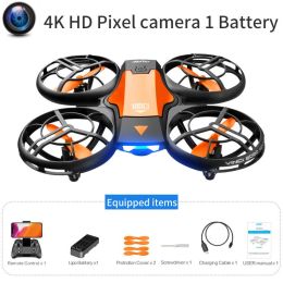 V8 New Mini Drone 4K 1080P HD Camera WiFi Fpv Air Pressure Height Maintain Foldable Quadcopter RC Dron Toy Gift - 4K HD camera 1B6
