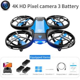 V8 New Mini Drone 4K 1080P HD Camera WiFi Fpv Air Pressure Height Maintain Foldable Quadcopter RC Dron Toy Gift - 4K HD camera 3B