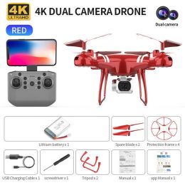 RC Drone Double 4K Wifi FPV HD Camera KY101 Drone Altitude Hold Gesture Mode Long Flying time RC Quadcopter Drone Toys For Boy - Red 4K MAX 1B