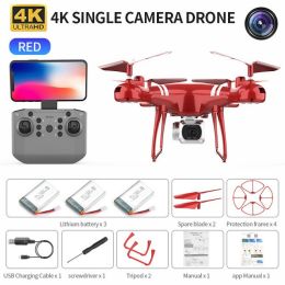 RC Drone Double 4K Wifi FPV HD Camera KY101 Drone Altitude Hold Gesture Mode Long Flying time RC Quadcopter Drone Toys For Boy - Red 4K 3B
