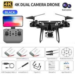 RC Drone Double 4K Wifi FPV HD Camera KY101 Drone Altitude Hold Gesture Mode Long Flying time RC Quadcopter Drone Toys For Boy - Black 4K MAX 3B