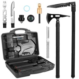 Multifunctional Shovel Axe Set Camping Survival Shovel Multitool Emergency Survival Gear with Extension Handles Carrying Box - Shovel Set