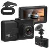 1080P Car DVR 3in Camera Dash Cam Camcorder Camera Recorder with 100Â° Angle Loop Recording Motion Detection - Black