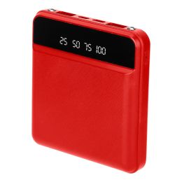 Portable Power Bank Mini External Battery Pack Charger w/ Dual USB Ports - Red
