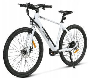 Electric Bicycle 36V 350W 10AH 7S speed 80KM 150KG +APP disc brake front and rear lights 700C*45C KENDA spoked wheel E Bike - White