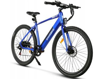 Electric Bicycle 36V 350W 10AH 7S speed 80KM 150KG +APP disc brake front and rear lights 700C*45C KENDA spoked wheel E Bike - Blue