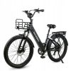 Electric Bike 750W 48V14AH 150KG 90KM Shimano 7S shift 26 inch genuine new fat tire +LCD meter +USB charging port +basket E Bike - Black