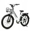 Electric Bike 750W 48V14AH 150KG 90KM Shimano 7S shift 26 inch genuine new fat tire +LCD meter +USB charging port +basket E Bike - White
