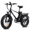 Electric Bicycle 750W 48V 13AH 150KG 90KM disc brake 20 inch fat tire electric mountain snow bike + saddle + fender E Bike - Black Silver