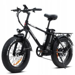Electric Bicycle 750W 48V 13AH 150KG 90KM disc brake 20 inch fat tire electric mountain snow bike + saddle + fender E Bike - Black Silver