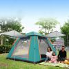 4-5 Person Camping Tent Outdoor Foldable Waterproof Tent with 2 Mosquito Nets Windows Carrying Bag for Hiking Climbing Adventure Fishing - Green