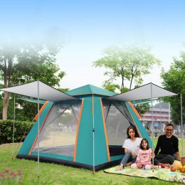 4-5 Person Camping Tent Outdoor Foldable Waterproof Tent with 2 Mosquito Nets Windows Carrying Bag for Hiking Climbing Adventure Fishing - Green