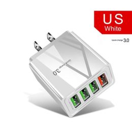 Illuminated 4USB Mobile Phone Charger 3A Charging Head - White - US plug