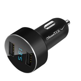 Universal 15W/3.1A Dual USB Car Charger Adapter Aluminum Alloy Fast Car Charging Adapter for iPhone XR XS Tablet PC - Black