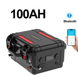 12V 120ah Portable Power Station LiFePO4 Battery 100ah Rechargeable LFP Battery Packs with BMS for Outdoor Camping Motor Backup - 100AH With Bluetooth