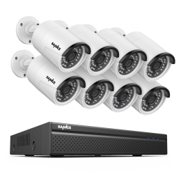 SANNCE 8CH 8MP HD POE Network Video Security System 8MP H.265+ NVR 30M EXIR Night Vision IP Camera CCTV Security Protection IP66 - 5MP NVR Kit - 1T
