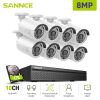 SANNCE 8CH 8MP HD POE Network Video Security System 8MP H.265+ NVR 30M EXIR Night Vision IP Camera CCTV Security Protection IP66 - 5MP NVR Kit - 4T