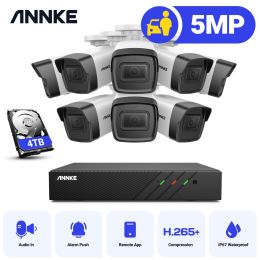 ANNKE 5MP H.265+ Super HD PoE Network Video Security System 8pcs 2.8mm IP67 Outdoor POE IP Cameras Plug &Play PoE Camera NVR Kit - None