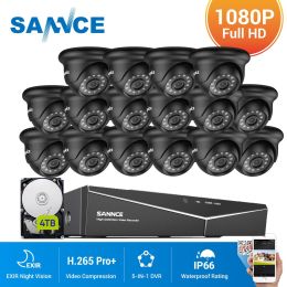 SANNCE 16CH 1080N DVR CCTV System 16pcs 1080P Dome Security Cameras IR IP66 Waterproof Outdoor Video Surveillance CCTV Kit - 16CH 16Pcs Camera - 1T
