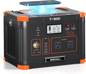 Portable Power Station Solar Powered Generator with AC Outlet PD Fast Charging Backup Lithium Battery - 500W