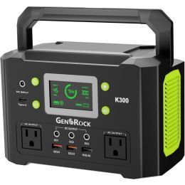 Portable Power Station, 110V/300W Pure Sine Wave Solar Generator, 222Wh Backup Lithium Battery with AC Outlet/QC - Default