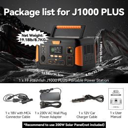 FF Flashfish J1000 PLUS 1000W Portable Power Station 932Wh Solar Generator Battery Supply 125W DC 60W PD for Outdoor Camping - 230V Universal