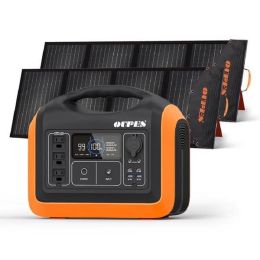 OUPES 1200W Portable Power Station+2*100W Solar Panel for Camping Emergency - as picture