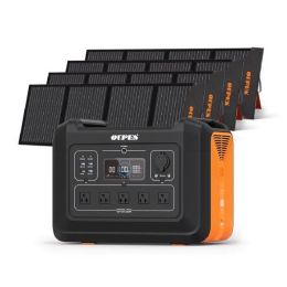 OUPES 2400W Portable Power Station+4*240W Solar Panel for Use Power to RV Trip - as picture