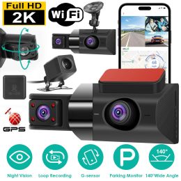 2K Car DVR 3 Channel Dash Cam Camcorder Camera Recorder