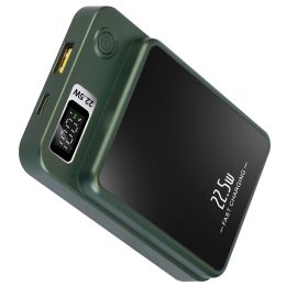 2 In 1 Magnetic Wireless Power Bank 10000mAh PD20W Fast Charger MagSafe Wireless Power Bank Fit for IOS Phones IOS Phone 14 Series And More - Green