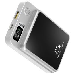2 In 1 Magnetic Wireless Power Bank 10000mAh PD20W Fast Charger MagSafe Wireless Power Bank Fit for IOS Phones IOS Phone 14 Series And More - White