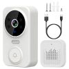WiFi Security Doorbell Camera with Volume Adjustable Wireless Chime 1080P Camera Night Vision 2-Way Audio Free Cloud Storage - White