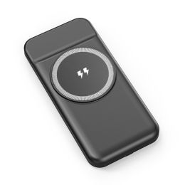 10000mAh 22.5W Magnetic Wireless Power Bank PD Fast Charging Portable Charger with Built-in Type-C Cables 15W Wireless Charging - Black